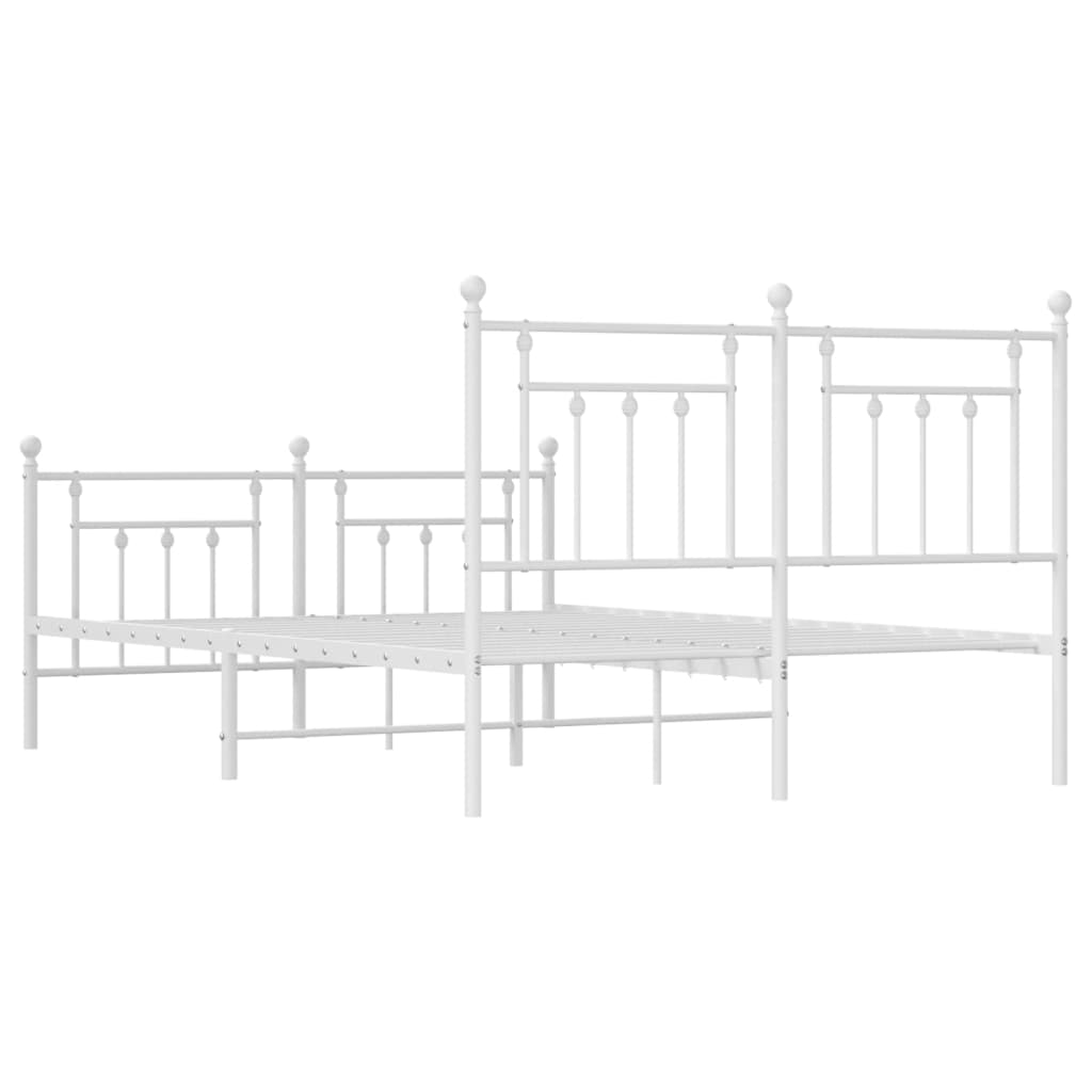 vidaXL Metal Bed Frame without Mattress with Footboard White 59.1"x78.7"