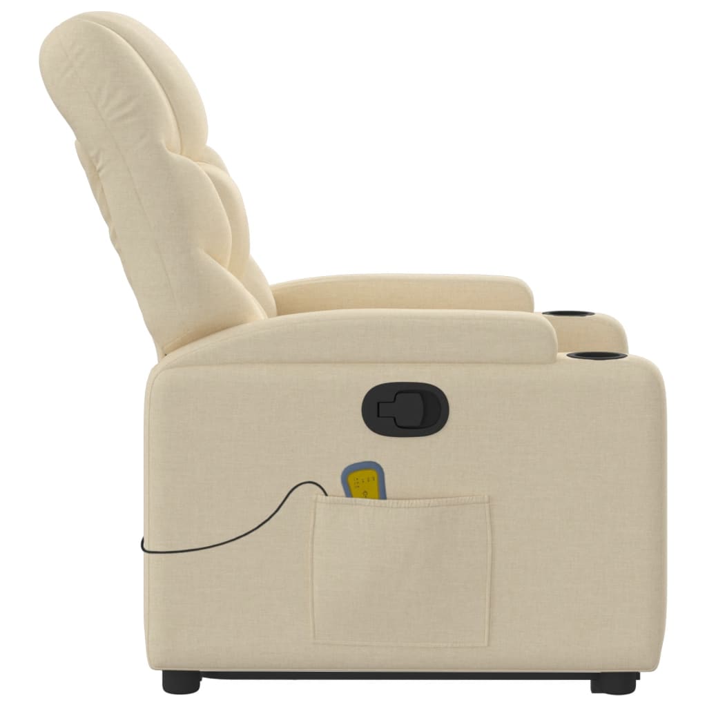 vidaXL Stand up Massage Recliner Chair Cream Fabric