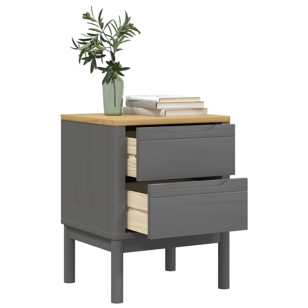 vidaXL Bedside Cabinet FLORO Gray 17.7"x15.4"x22.4" Solid Wood Pine