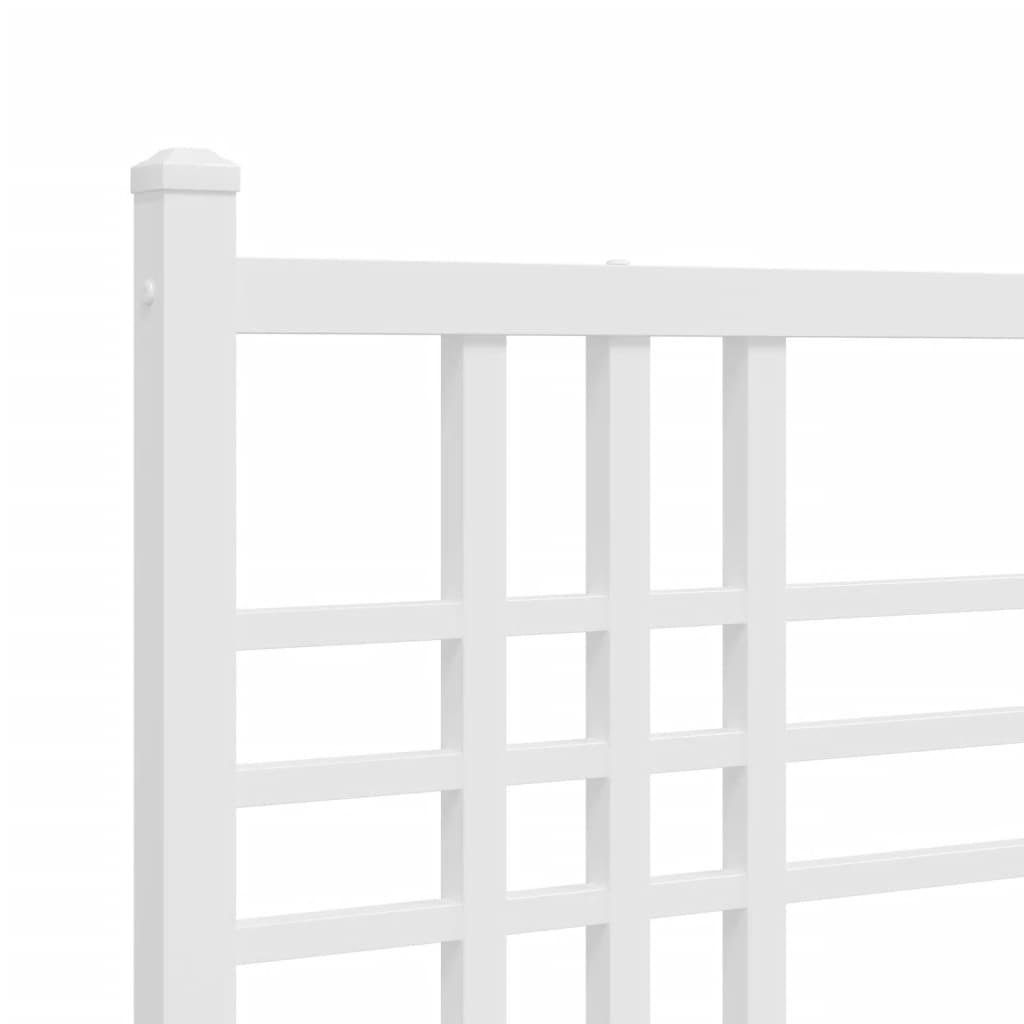 vidaXL Metal Bed Frame without Mattress with Footboard White 76"x79.9"