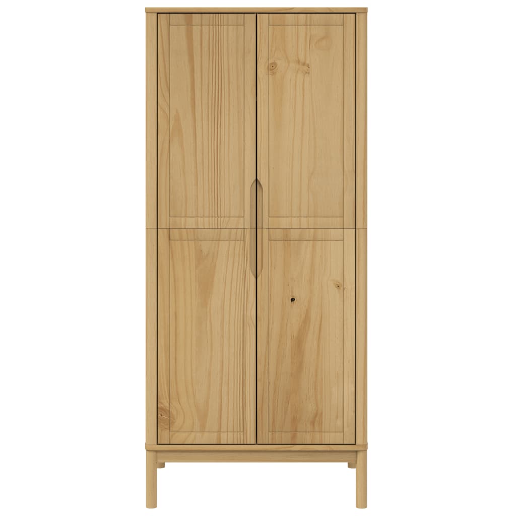 vidaXL Wardrobe FLORO Wax Brown 30.3"x20.9"x67.3" Solid Wood Pine