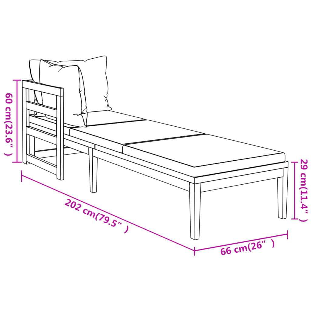 vidaXL 3 Piece Patio Lounge Set with Cream White Cushions Acacia Wood