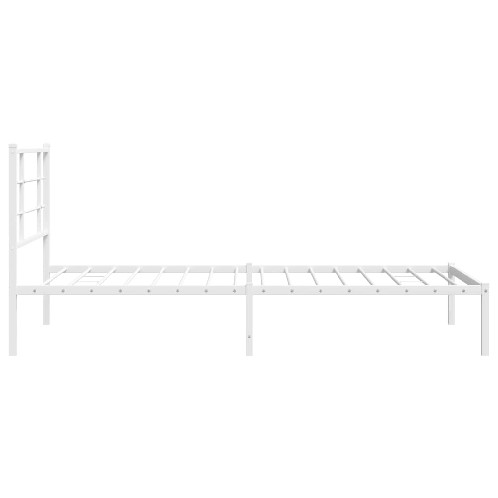 vidaXL Metal Bed Frame without Mattress with Headboard White 39.4"x78.7"