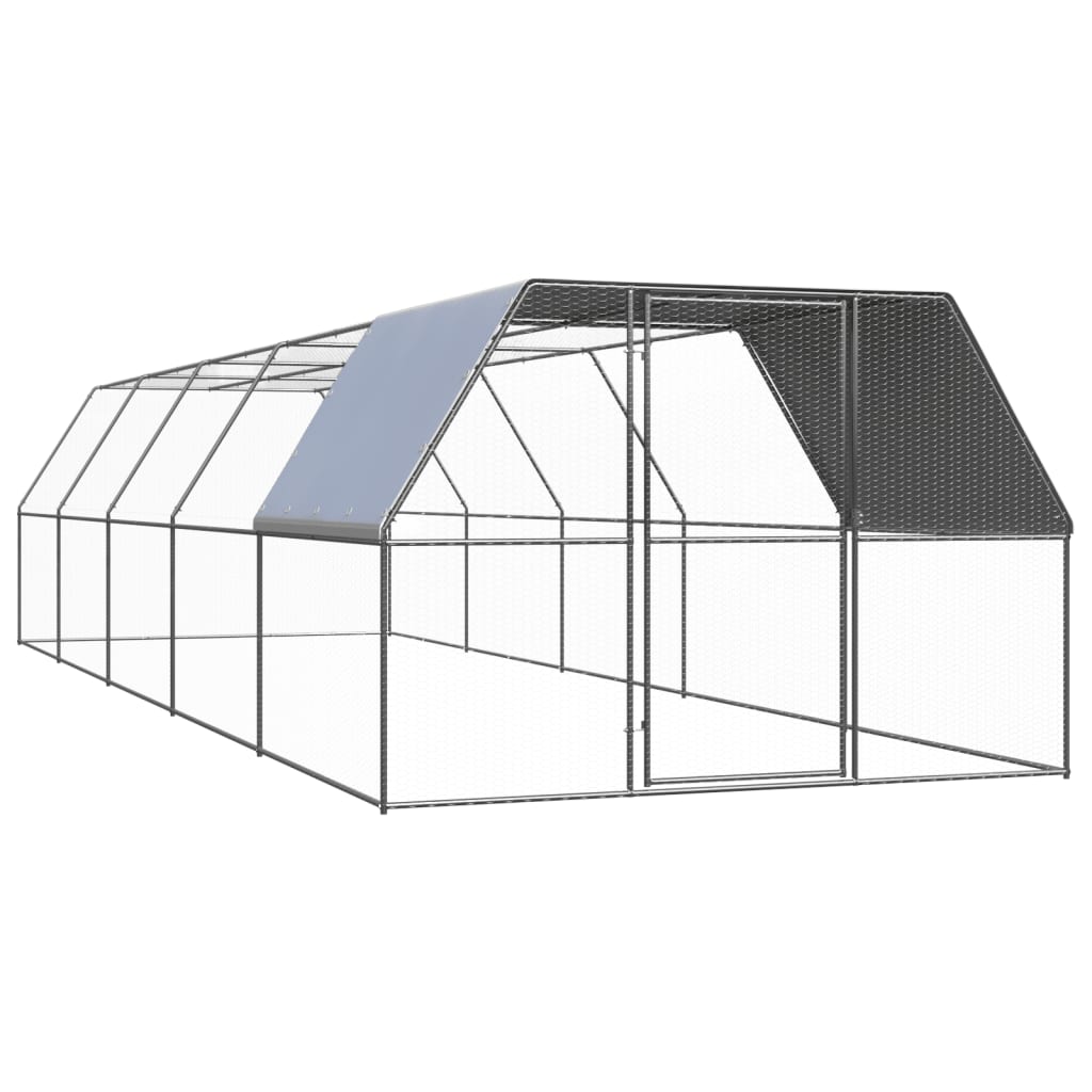 vidaXL Outdoor Chicken Cage 9.8'x32.8'x6.6' Galvanized Steel