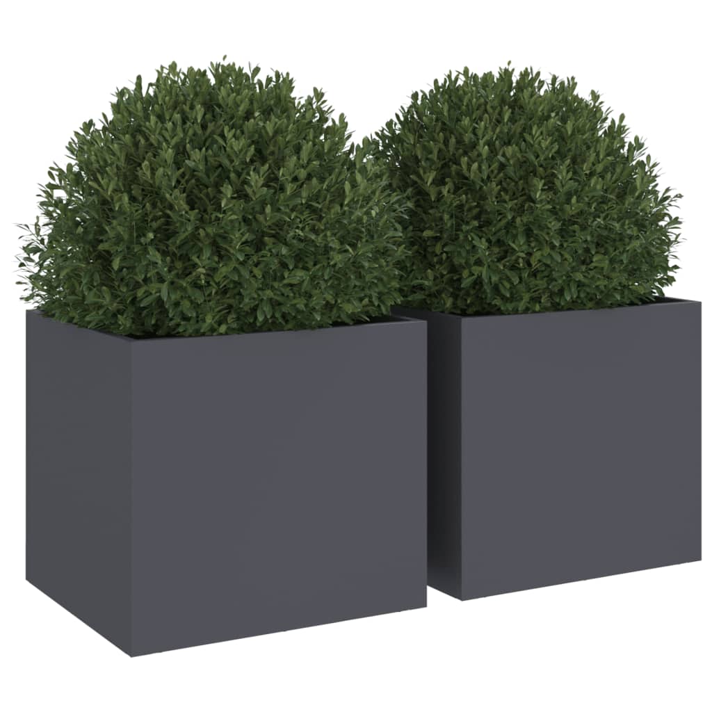 vidaXL Planters 2 pcs Anthracite 12.6"x11.8"x11.4" Cold-rolled Steel