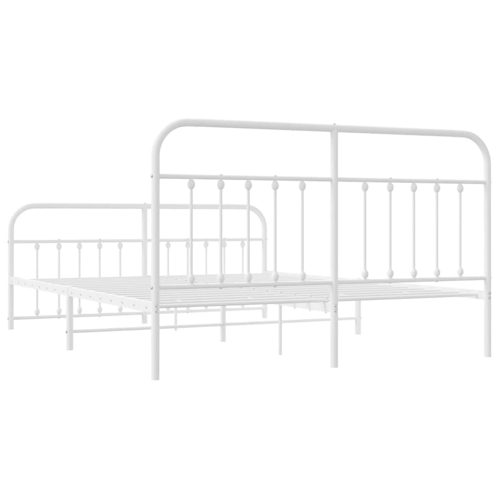 vidaXL Metal Bed Frame without Mattress with Footboard White 72"x83.9"