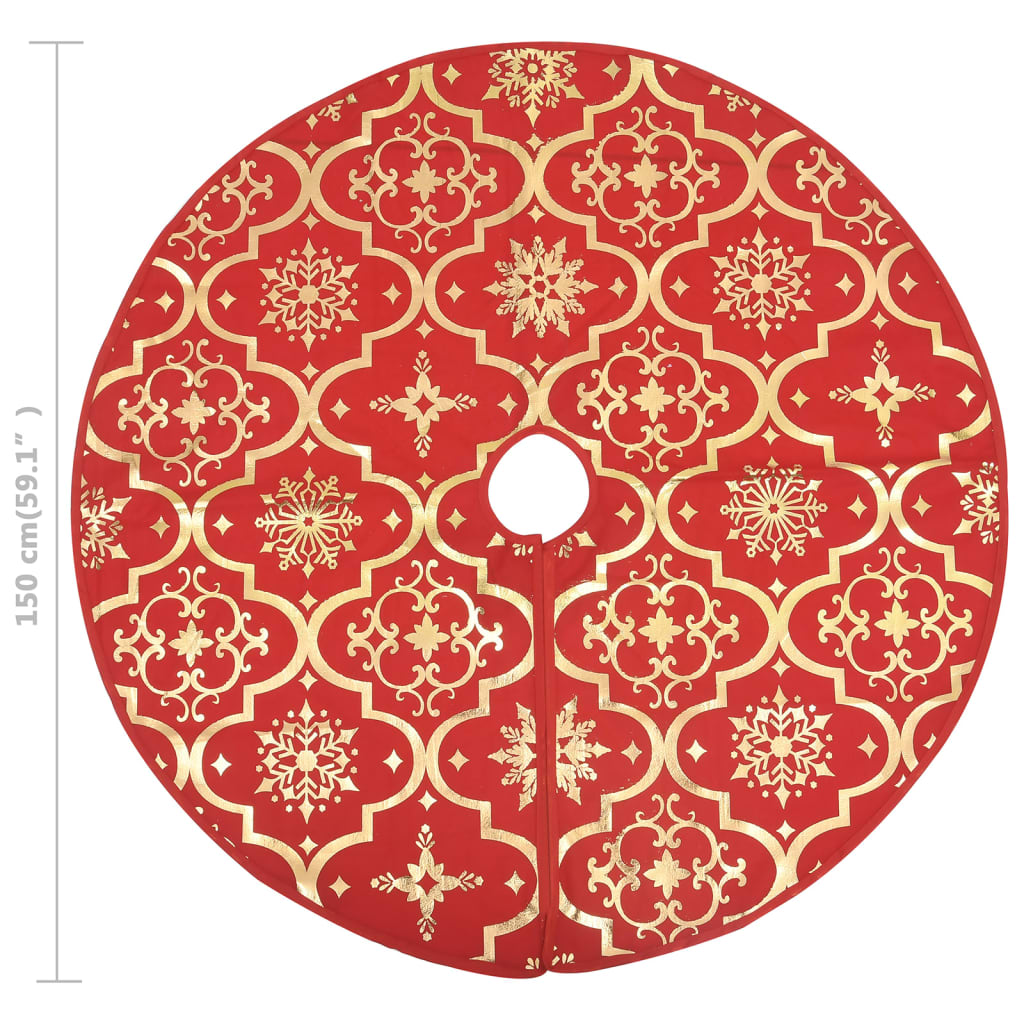 vidaXL Luxury Christmas Tree Skirt with Sock Red 5 ft Fabric