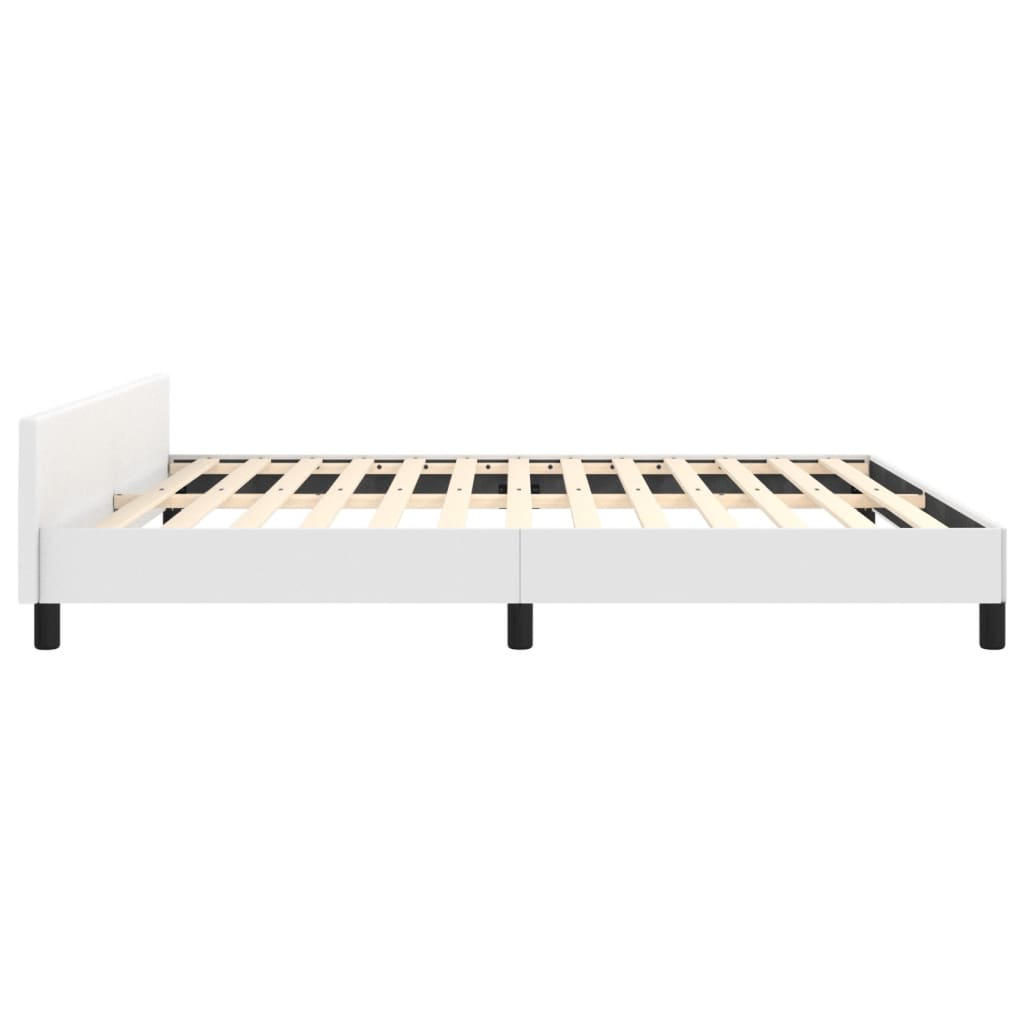 vidaXL Bed Frame with Headboard White 59.8"x79.9" Queen Faux Leather