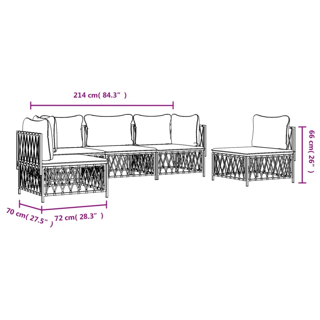 vidaXL 5 Piece Patio Lounge Set with Cushions Anthracite Steel