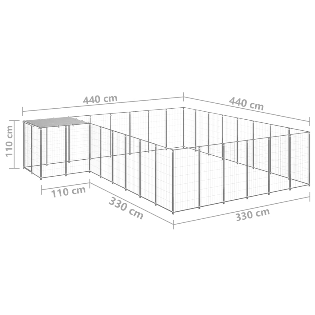 vidaXL Dog Kennel Silver 169.3 ft² Steel