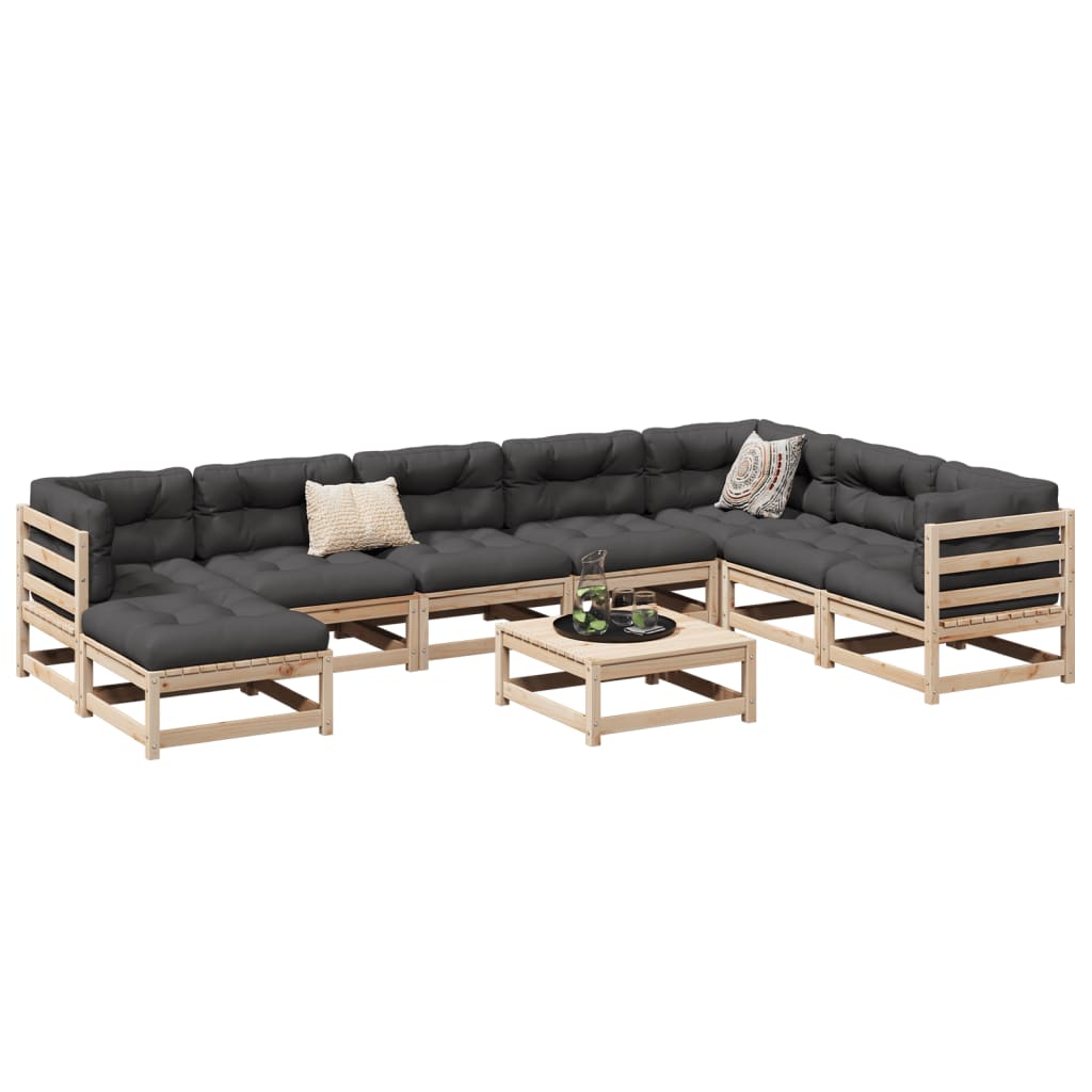 vidaXL 9 Piece Patio Sofa Set Solid Wood Pine