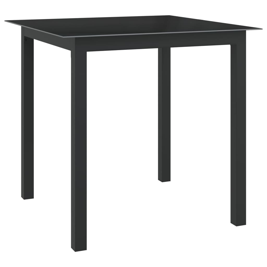 vidaXL Patio Table Black 31.5"x31.5"x29.1" Aluminum and Glass