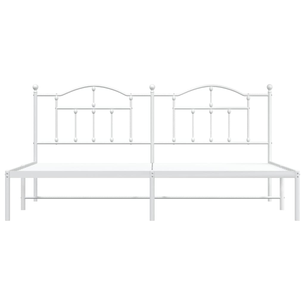 vidaXL Metal Bed Frame with Headboard White 76"x79.9" King