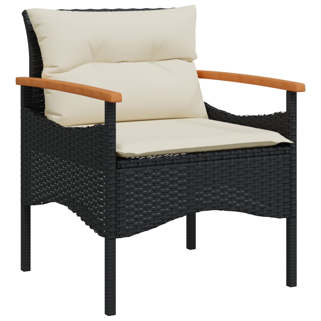 vidaXL 4 Piece Patio Sofa Set with Cushions Black Poly Rattan