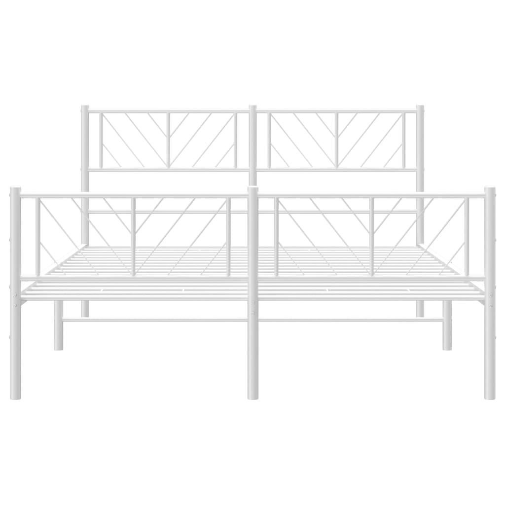 vidaXL Metal Bed Frame without Mattress with Footboard White 59.1"x78.7"