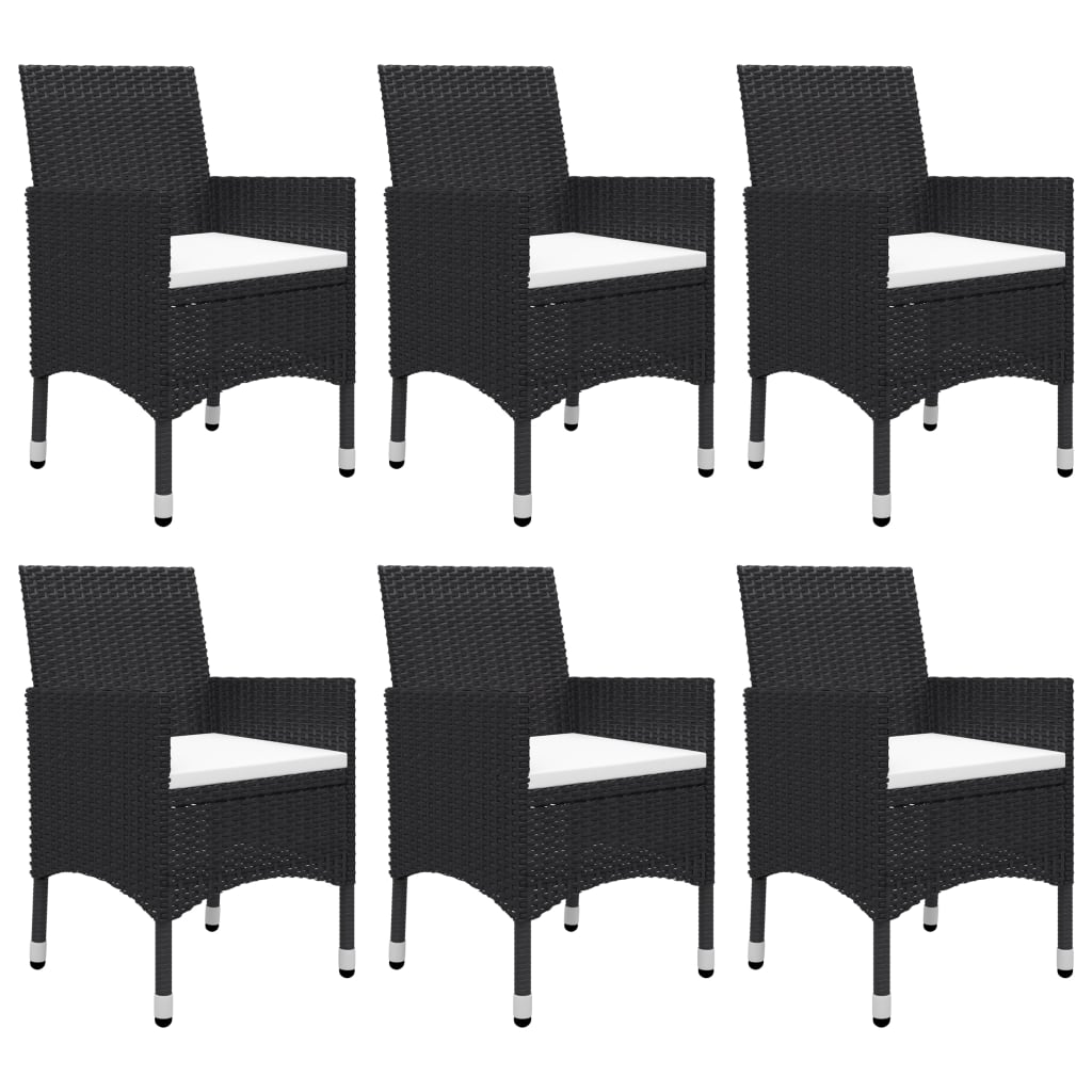 vidaXL 7 Piece Patio Dining Set Black