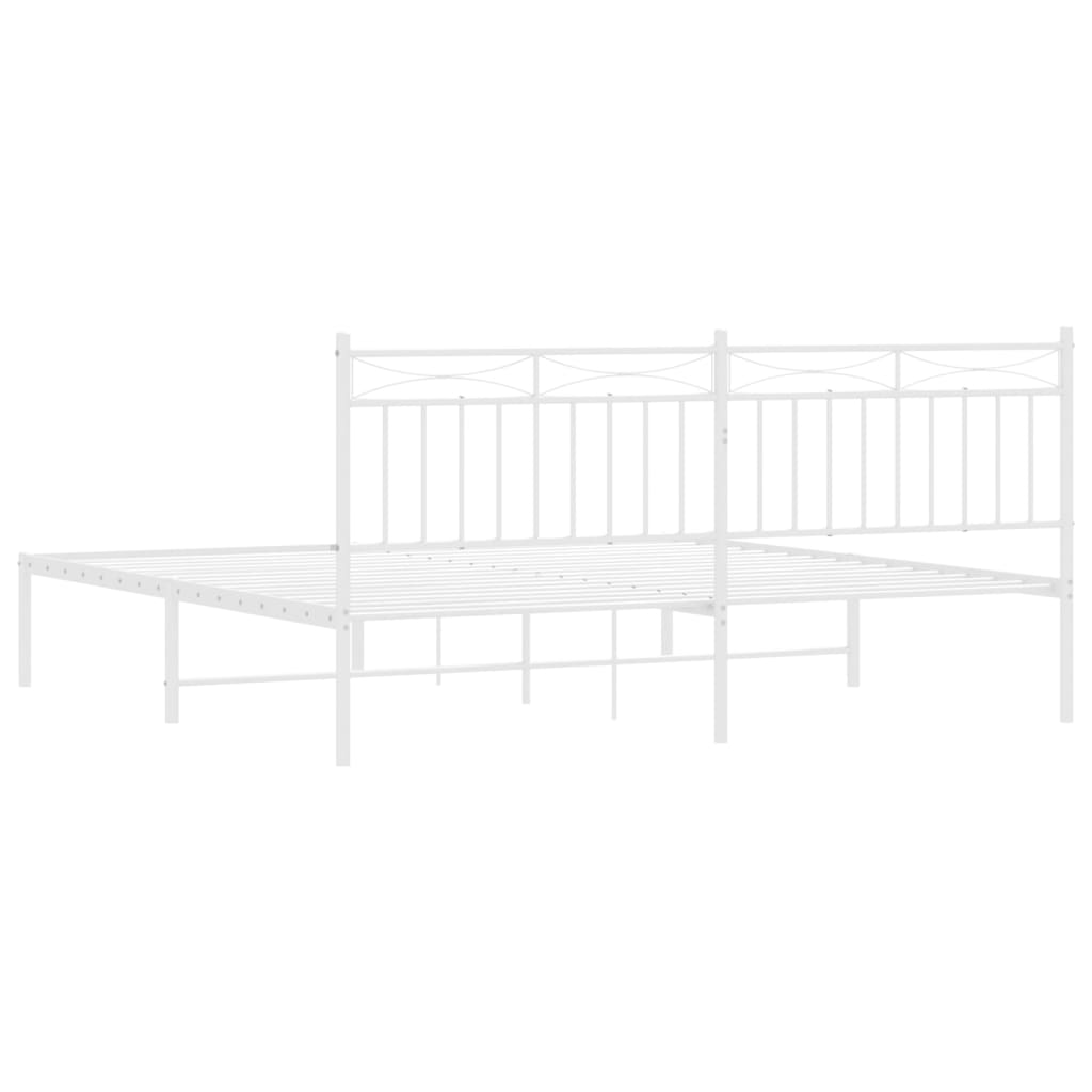 vidaXL Metal Bed Frame without Mattress with Headboard White 72"x83.9"