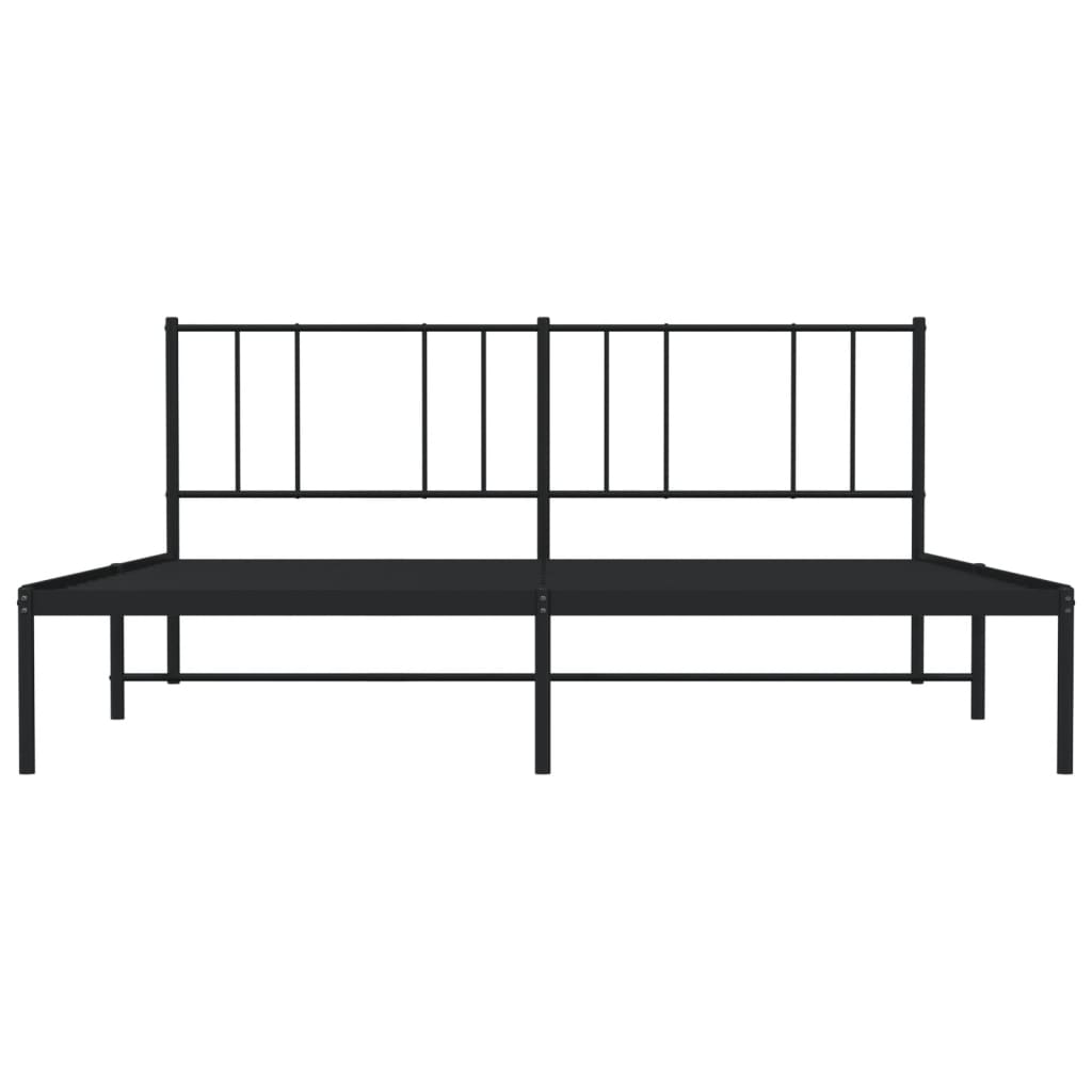 vidaXL Metal Bed Frame without Mattress with Headboard Black 72"x83.9"