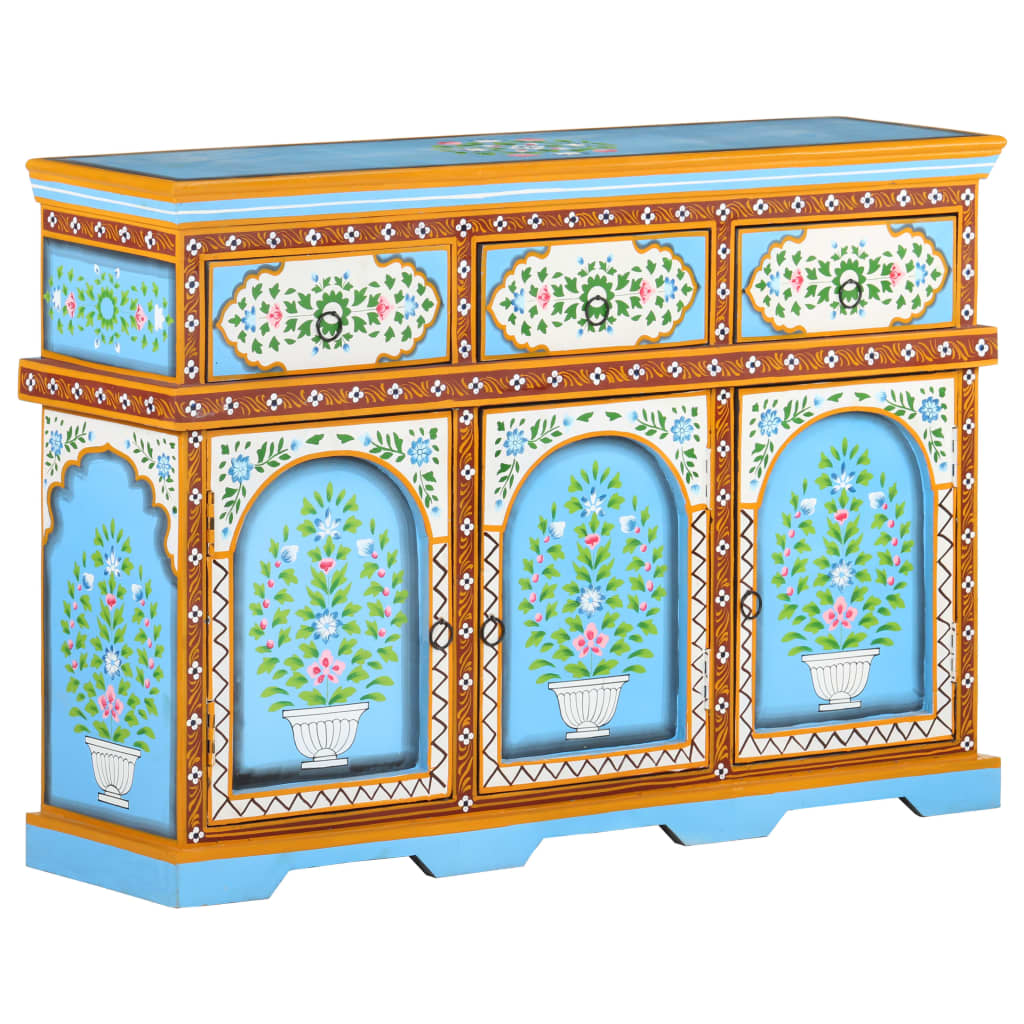 vidaXL Hand-Painted Sideboard Multicolor 43.3"x11.8"x29.9" Solid Mango Wood