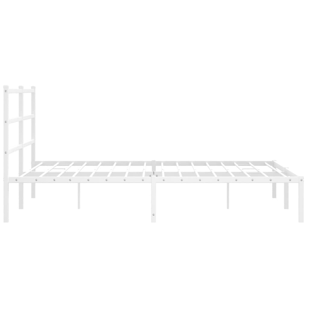 vidaXL Metal Bed Frame without Mattress with Headboard White 59.1"x78.7"