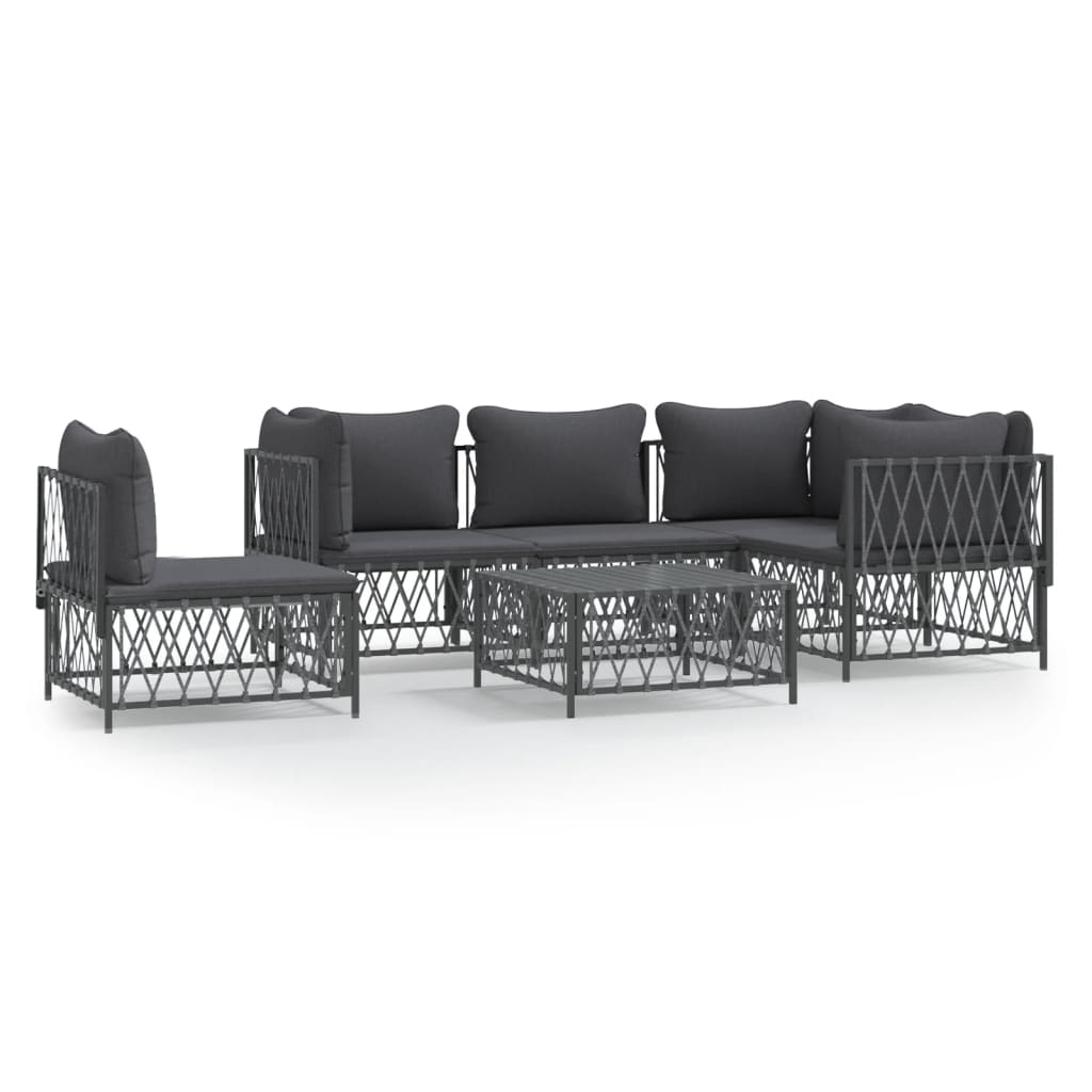 vidaXL 6 Piece Patio Lounge Set with Cushions Anthracite Steel