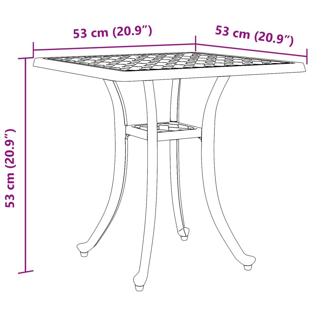 vidaXL Patio Table White 20.9"x20.9"x20.9" Cast Aluminum