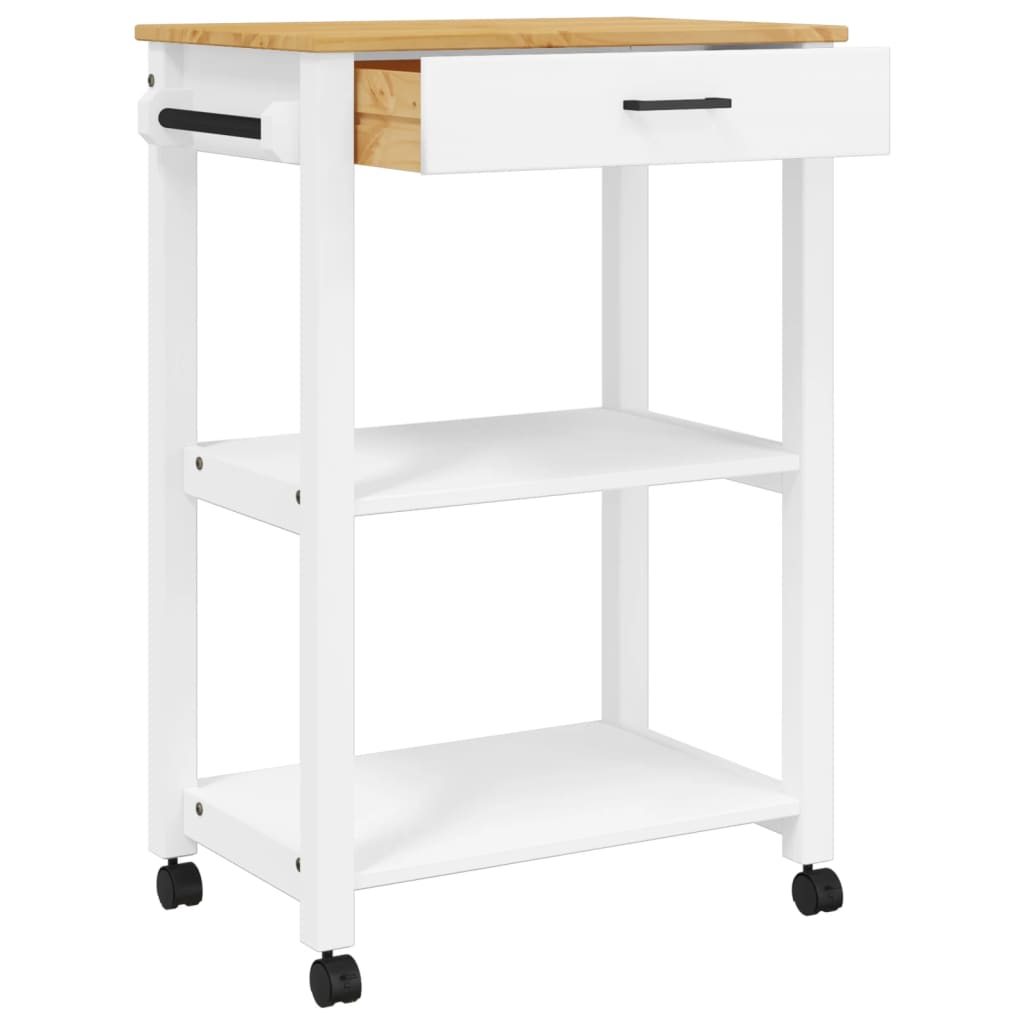 vidaXL Kitchen Trolley MONZA 23.6"x15.7"x35.4" Solid Wood Pine