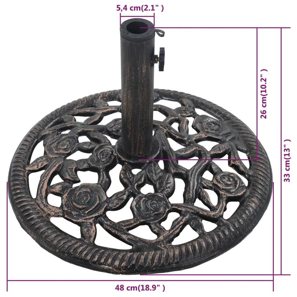 vidaXL Umbrella Base Bronze 26.5 lbs 18.9" Cast Iron