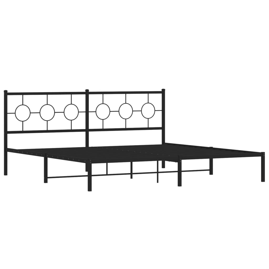 vidaXL Metal Bed Frame without Mattress with Headboard Black 76"x79.9"