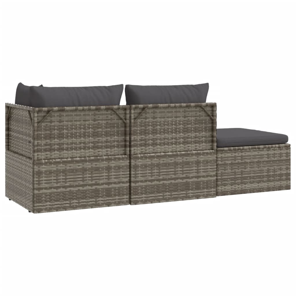 vidaXL 4 Piece Patio Lounge Set with Cushions Gray Poly Rattan