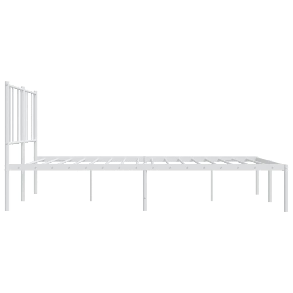 vidaXL Metal Bed Frame without Mattress with Headboard White 72"x83.9"