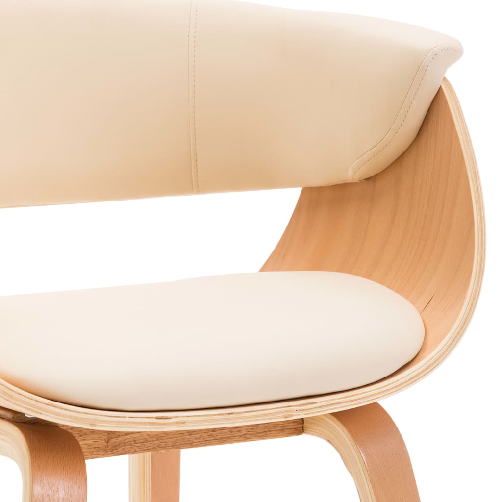 vidaXL Dining Chair Cream Bent Wood and Faux Leather