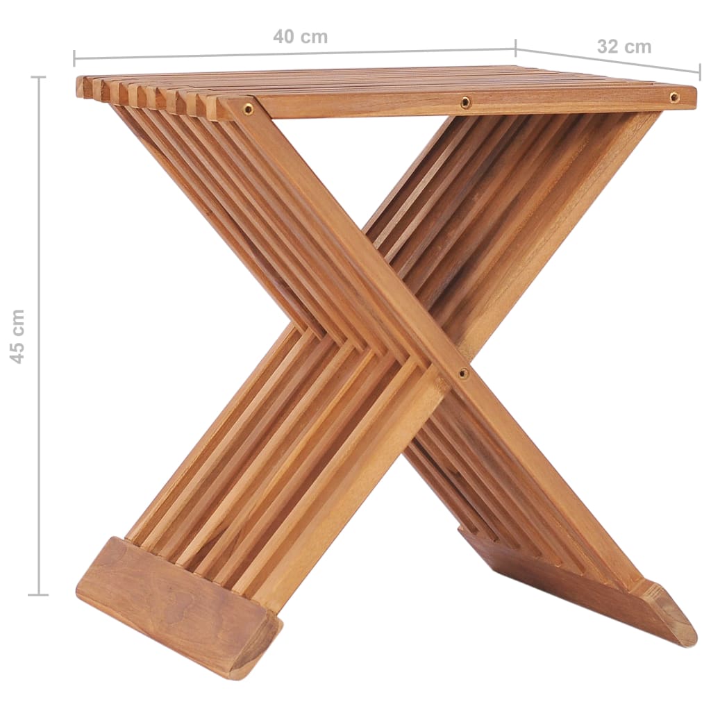 vidaXL Folding Stool 15.7"x12.6"x17.7" Solid Teak Wood