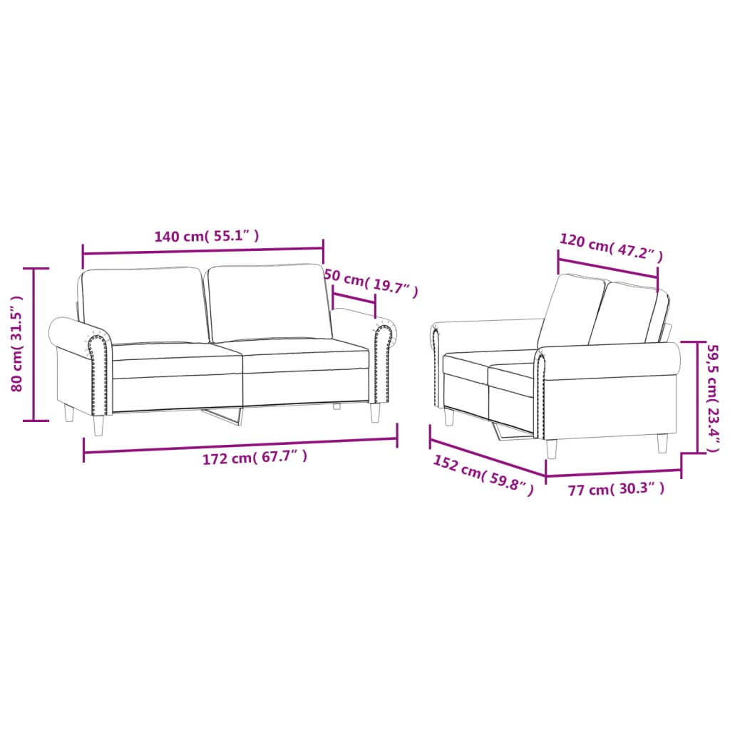 vidaXL 2 Piece Sofa Set with Cushions Dark Green Velvet