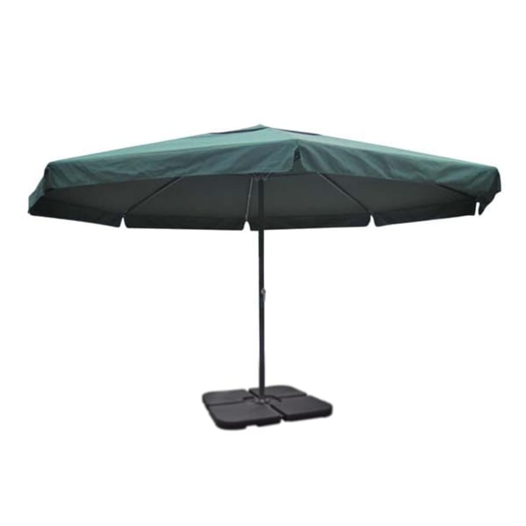 vidaXL Aluminum Garden Parasol with Portable Base Green