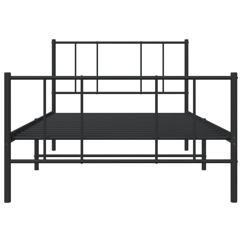 vidaXL Metal Bed Frame without Mattress with Footboard Black 39.4"x74.8"