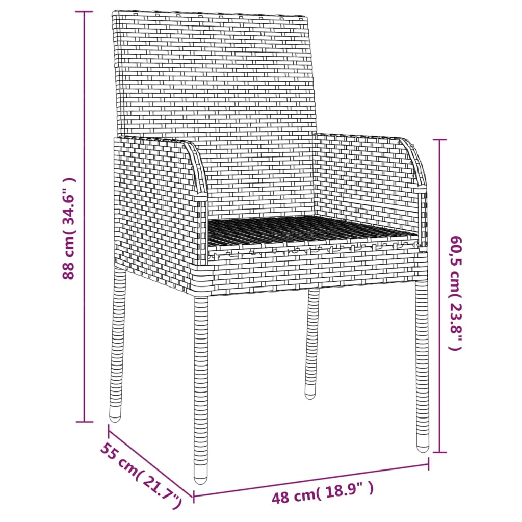 vidaXL 5 Piece Patio Dining Set with Cushions Gray Poly Rattan