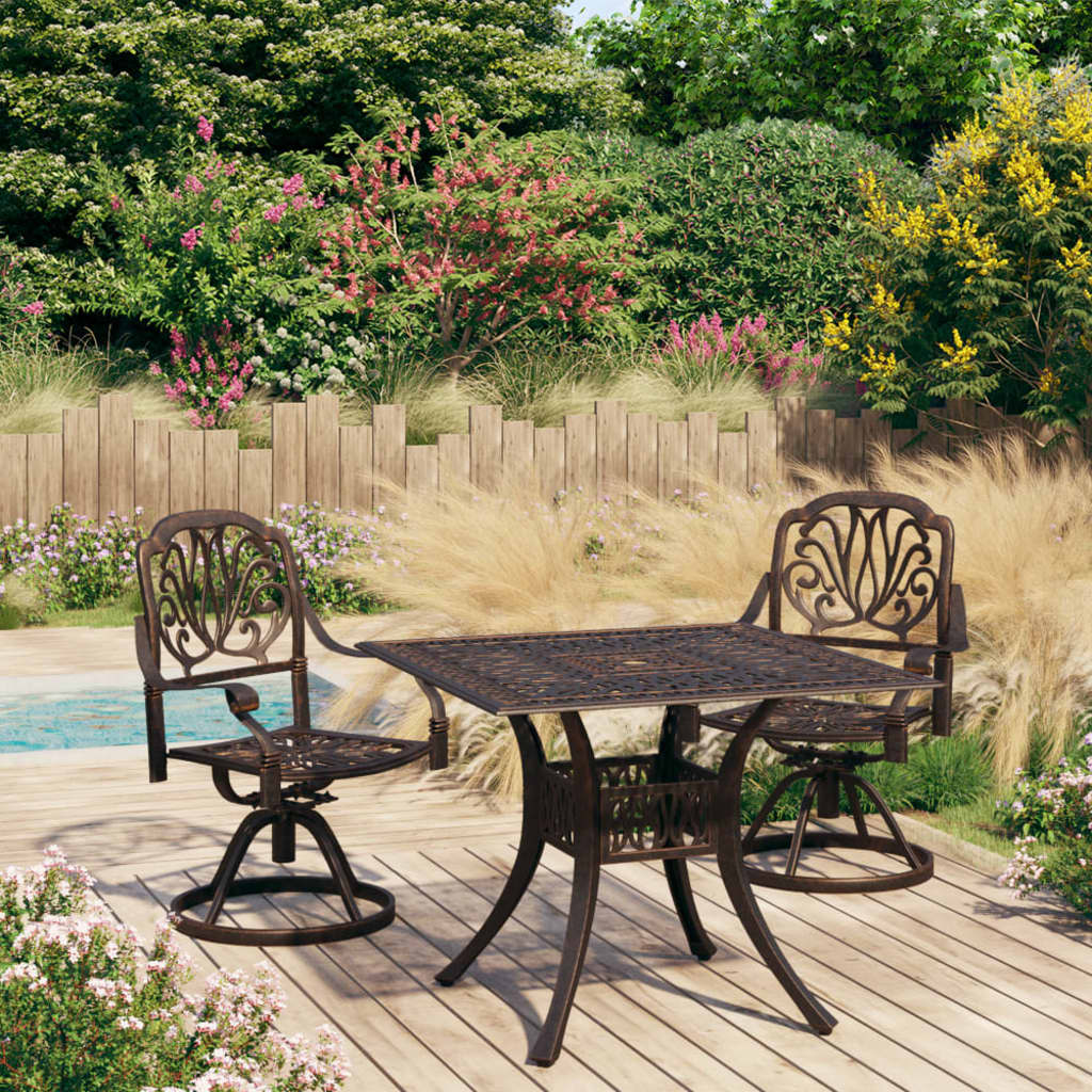 vidaXL 3 Piece Bistro Set Cast Aluminum Bronze