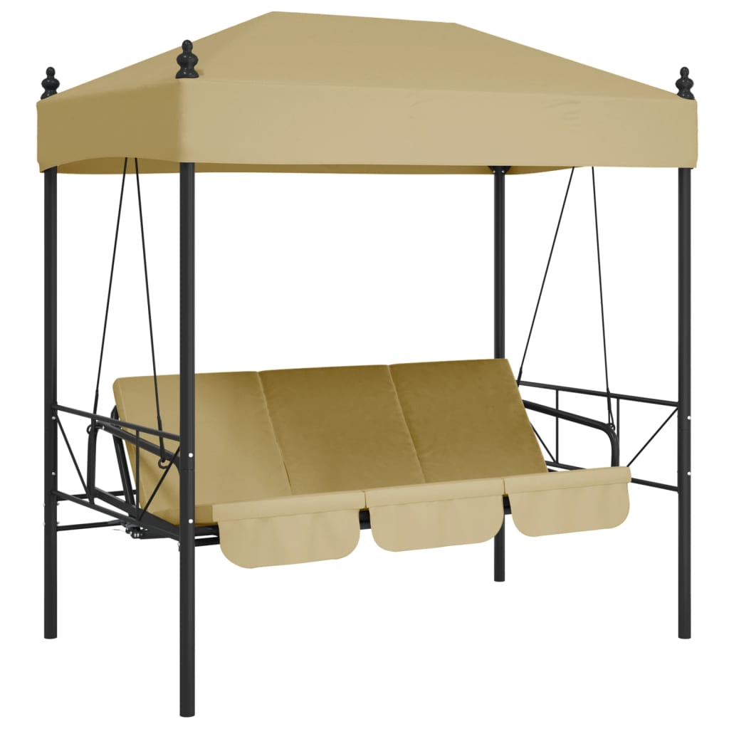 vidaXL Patio Swing Bench with Canopy Sand Steel