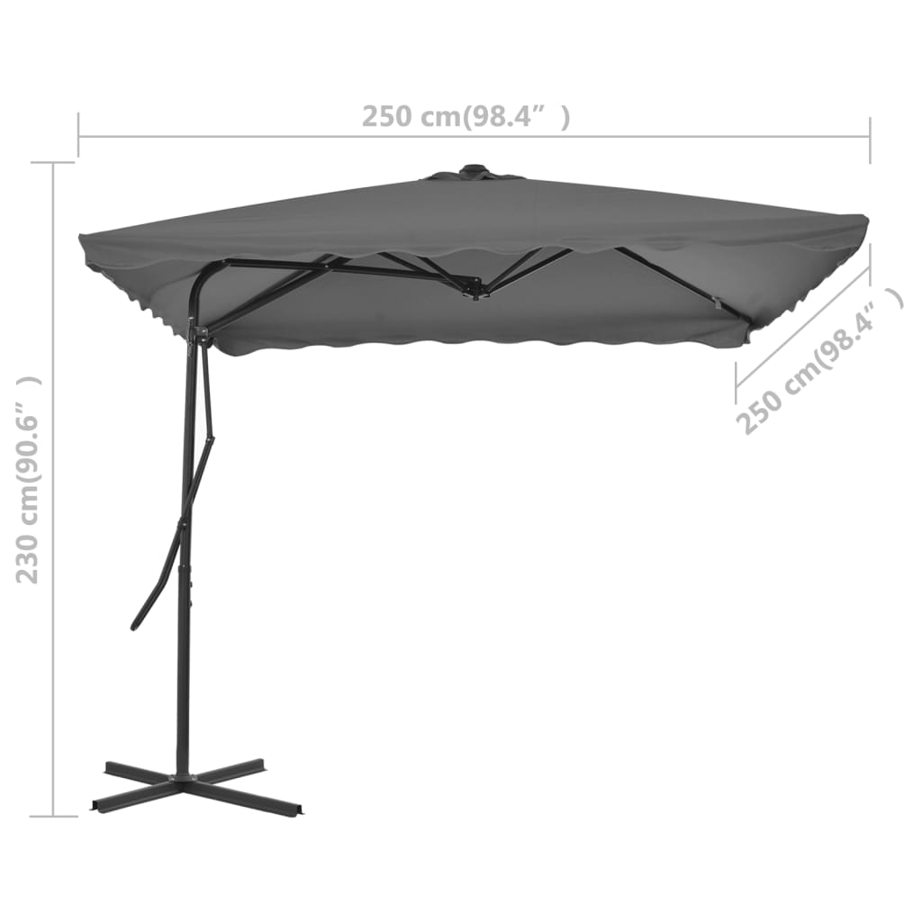 vidaXL Garden Parasol with Steel Pole 98.4"x98.4" Anthracite