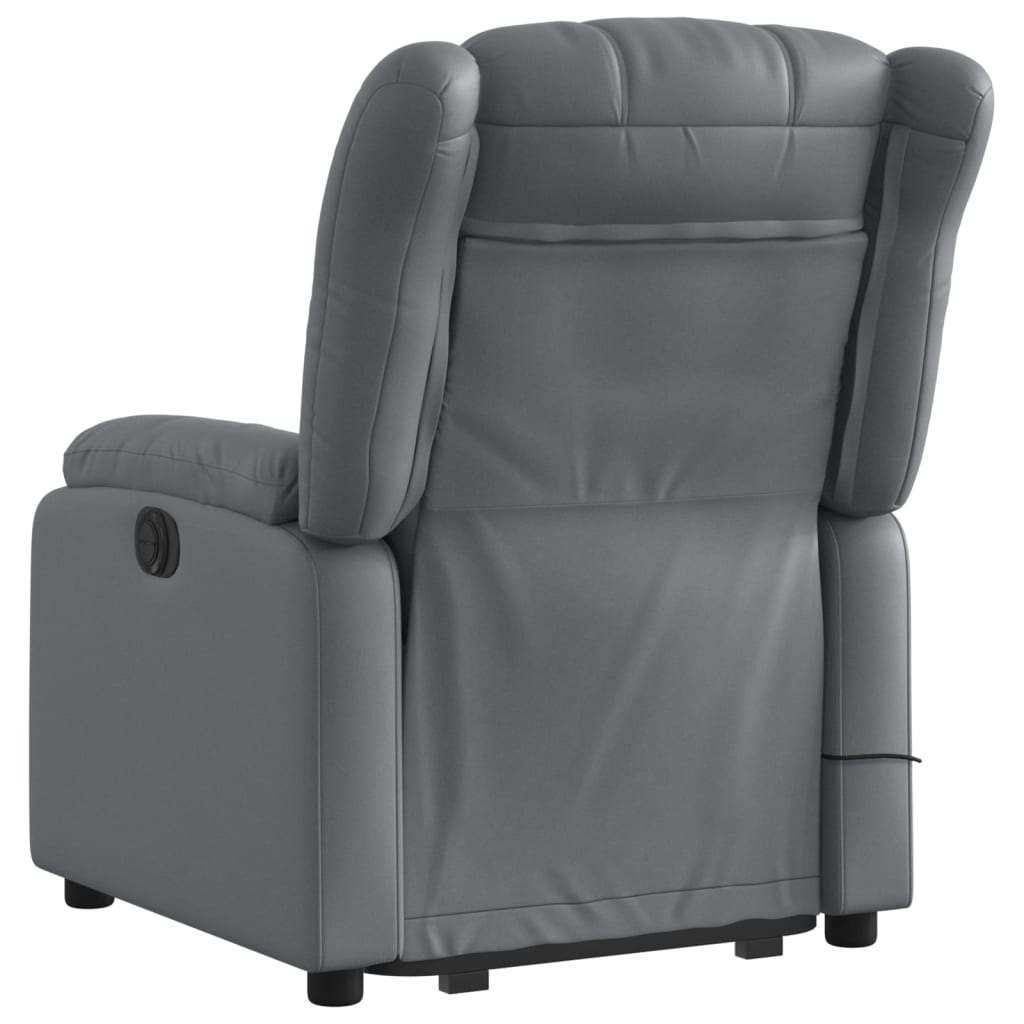 vidaXL Electric Stand up Massage Recliner Chair Gray Faux Leather