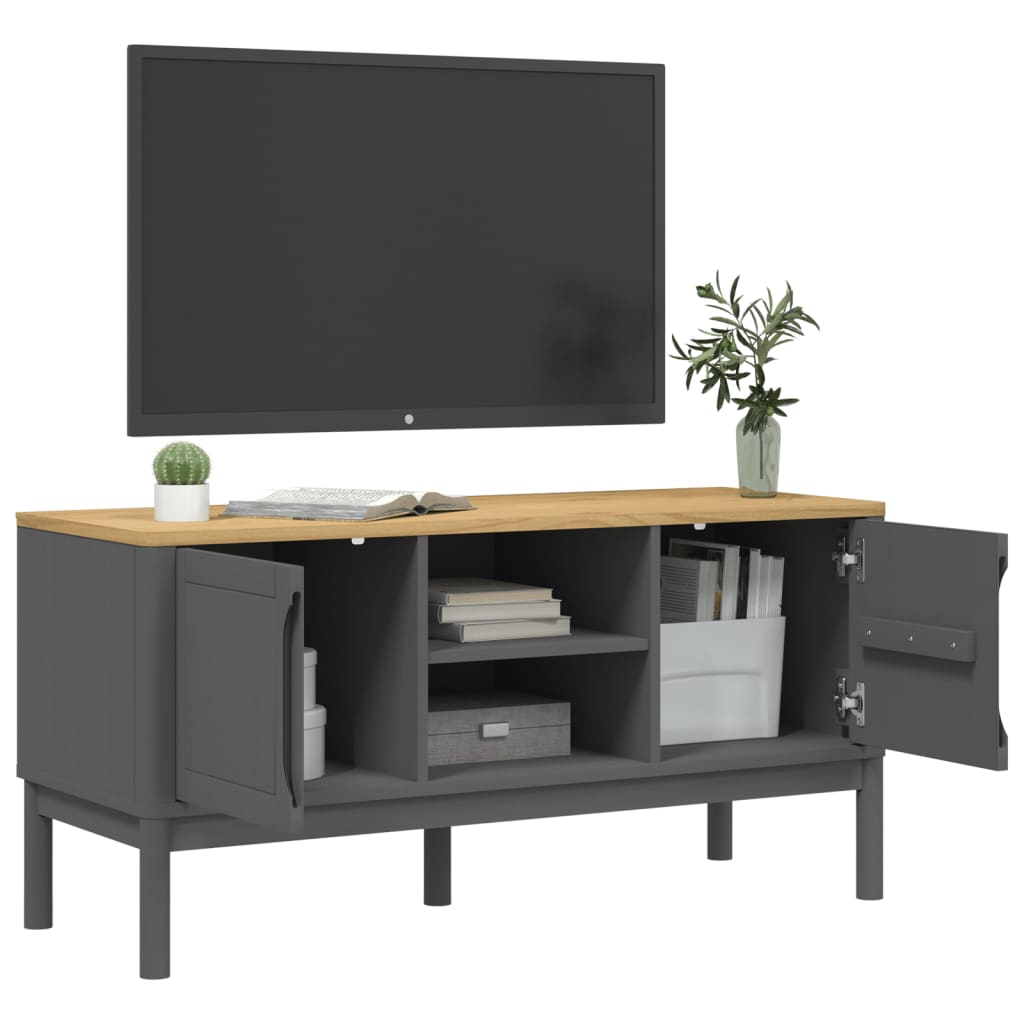 vidaXL TV Stand FLORO Gray 44.9"x16.9"x21.7" Solid Pine Wood