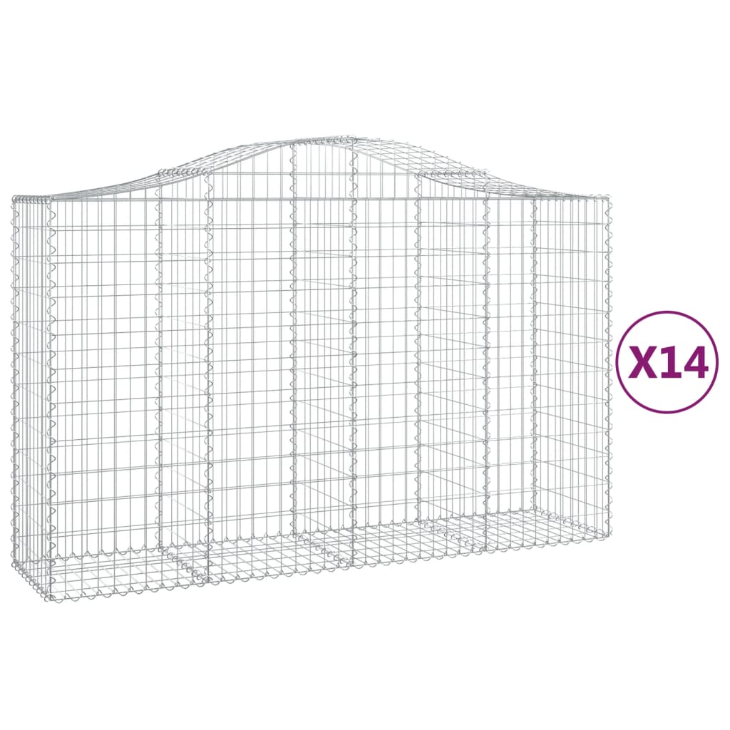 vidaXL Arched Gabion Baskets 14 pcs 78.7"x19.7"x47.2"/55.1" Galvanized Iron