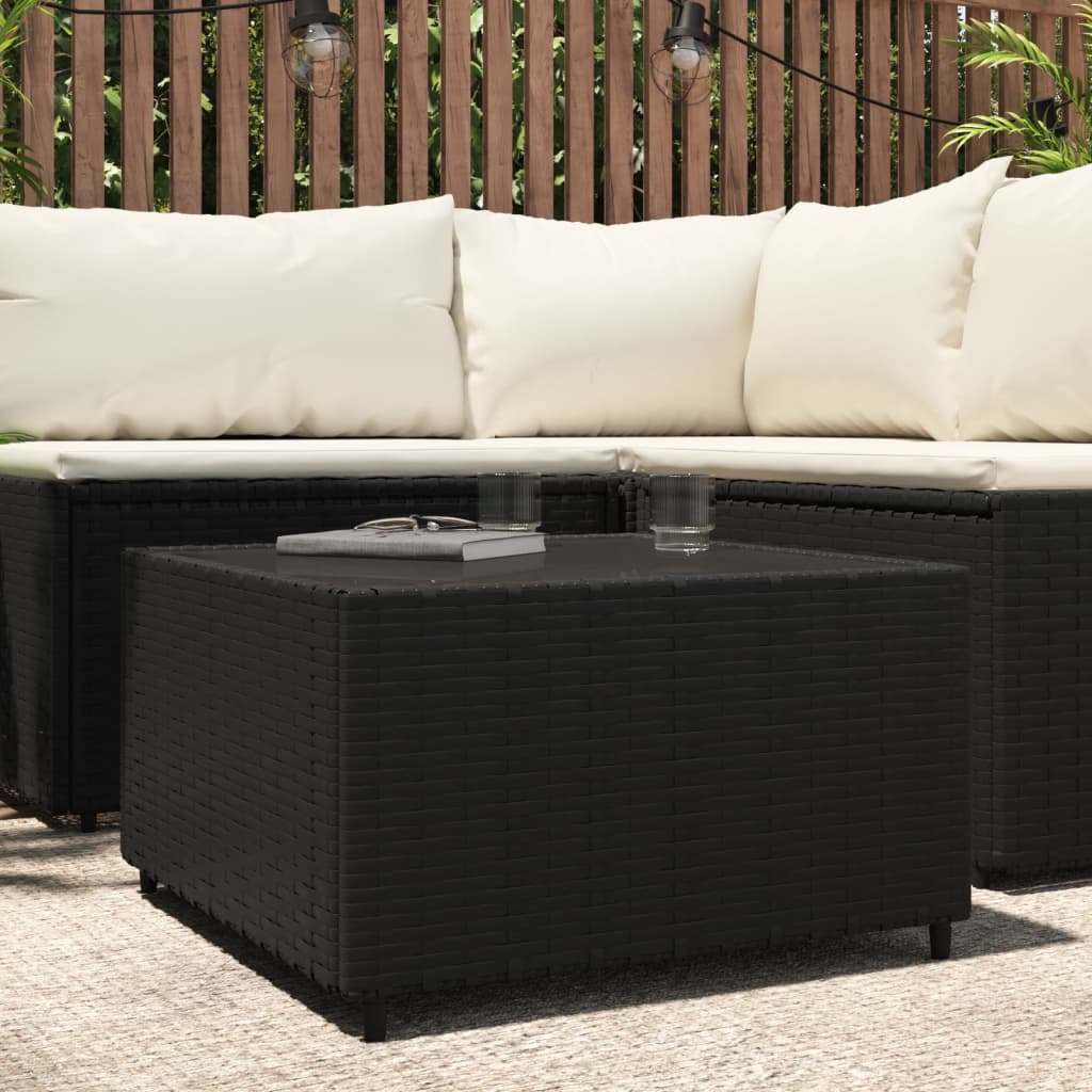 vidaXL Square Patio Coffee Table Black 19.7"x19.7"x11.8" Poly Rattan