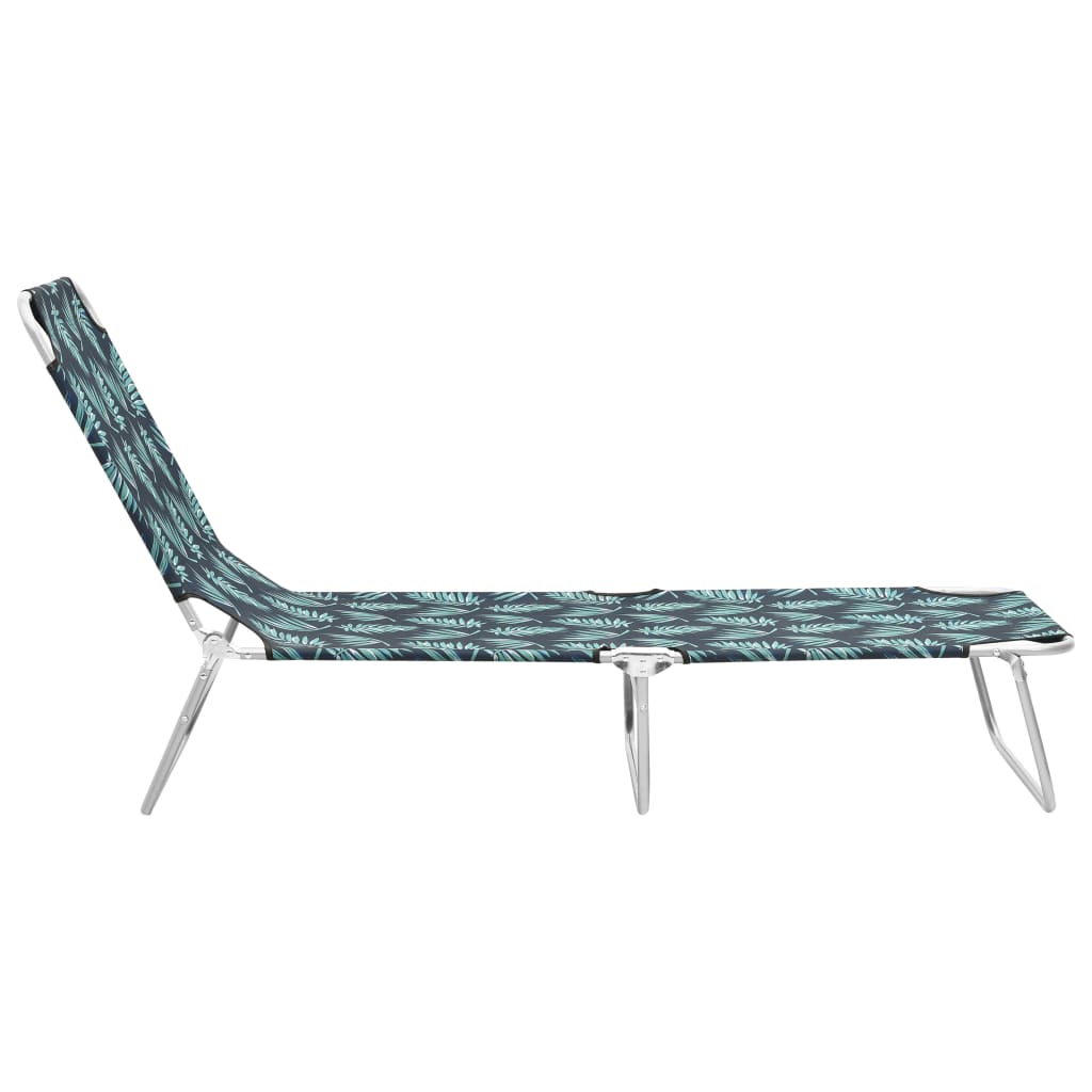 vidaXL Folding Sun Lounger Steel and Fabric Leaves Print