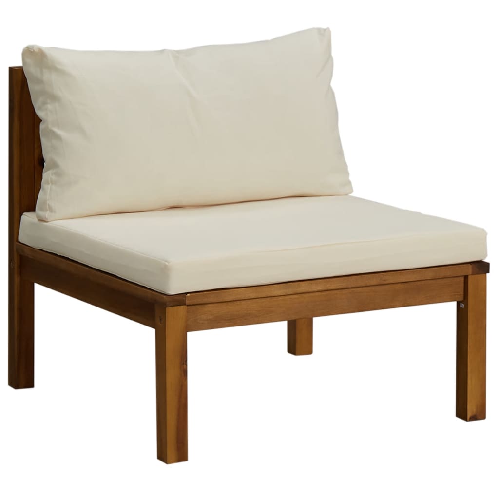 vidaXL 4 Piece Patio Lounge Set with Cream Cushion Solid Acacia Wood