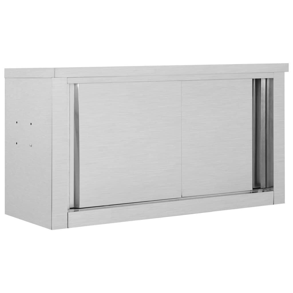 vidaXL Kitchen Wall Cabinet with Sliding Doors 35.4"x15.7"x19.7" Stainless Steel