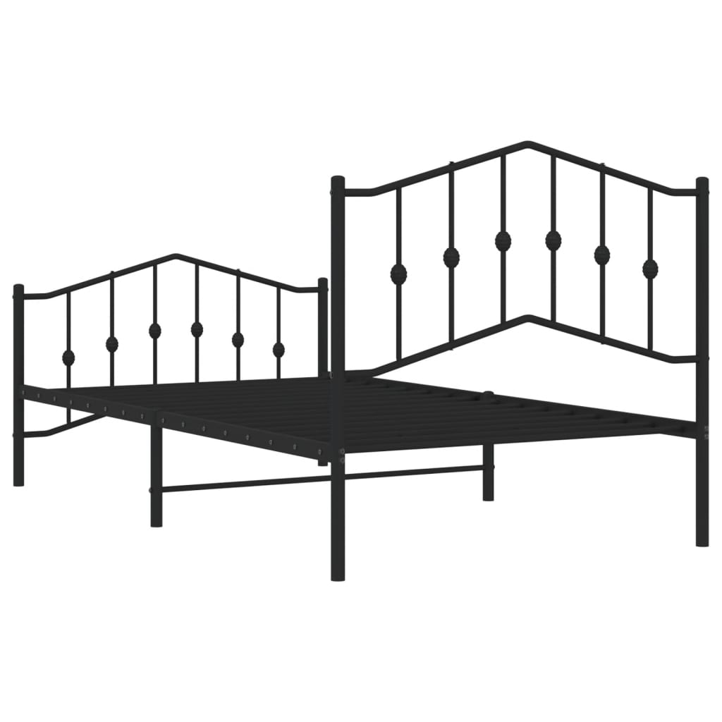 vidaXL Metal Bed Frame without Mattress with Footboard Black 39.4"x74.8"