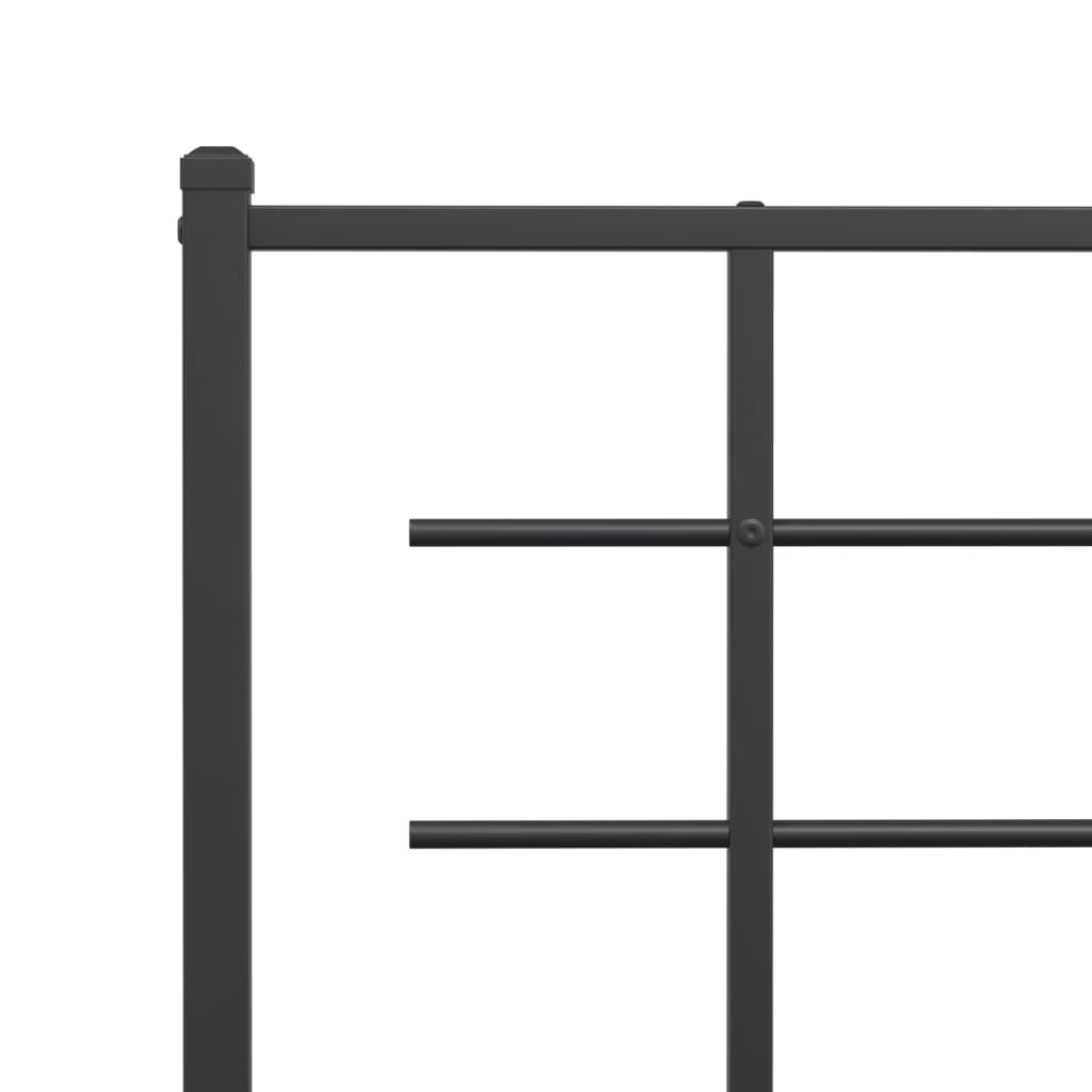 vidaXL Metal Bed Frame without Mattress with Footboard Black 39.4"x78.7"