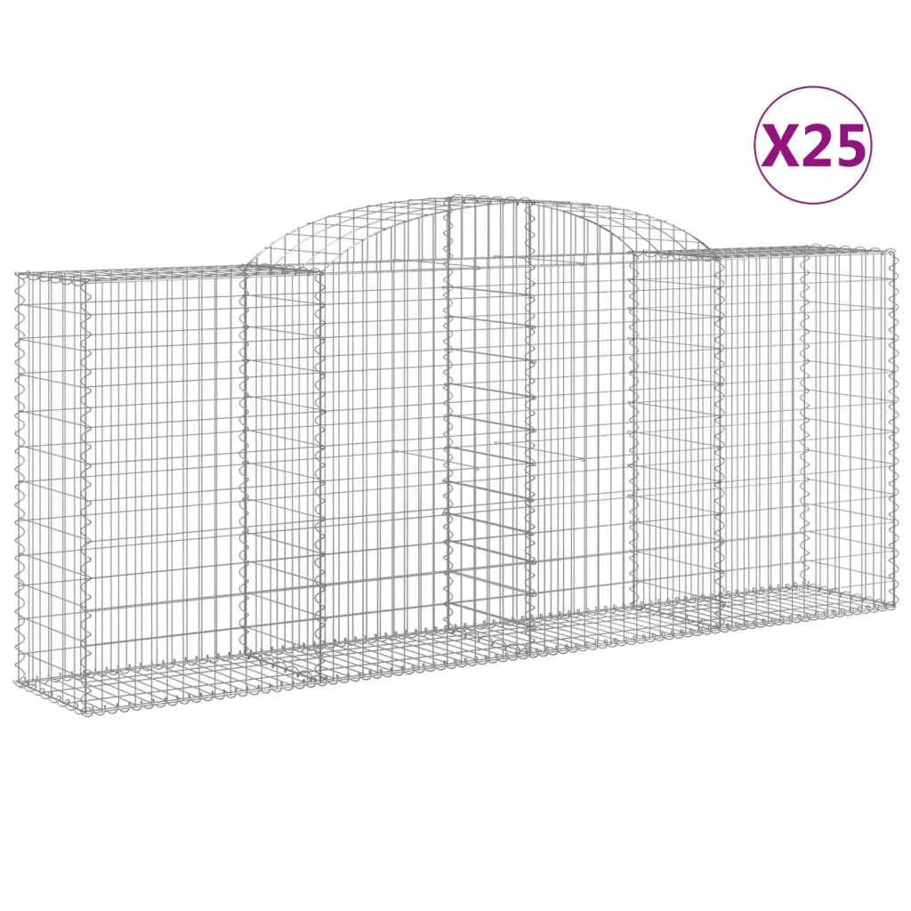 vidaXL Arched Gabion Baskets 25 pcs 118.1"x19.7"x47.2"/55.1" Galvanized Iron